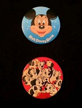 Walt Disney World Mickey & 101 Dalmatians Vintage Buttons - Blue & Red